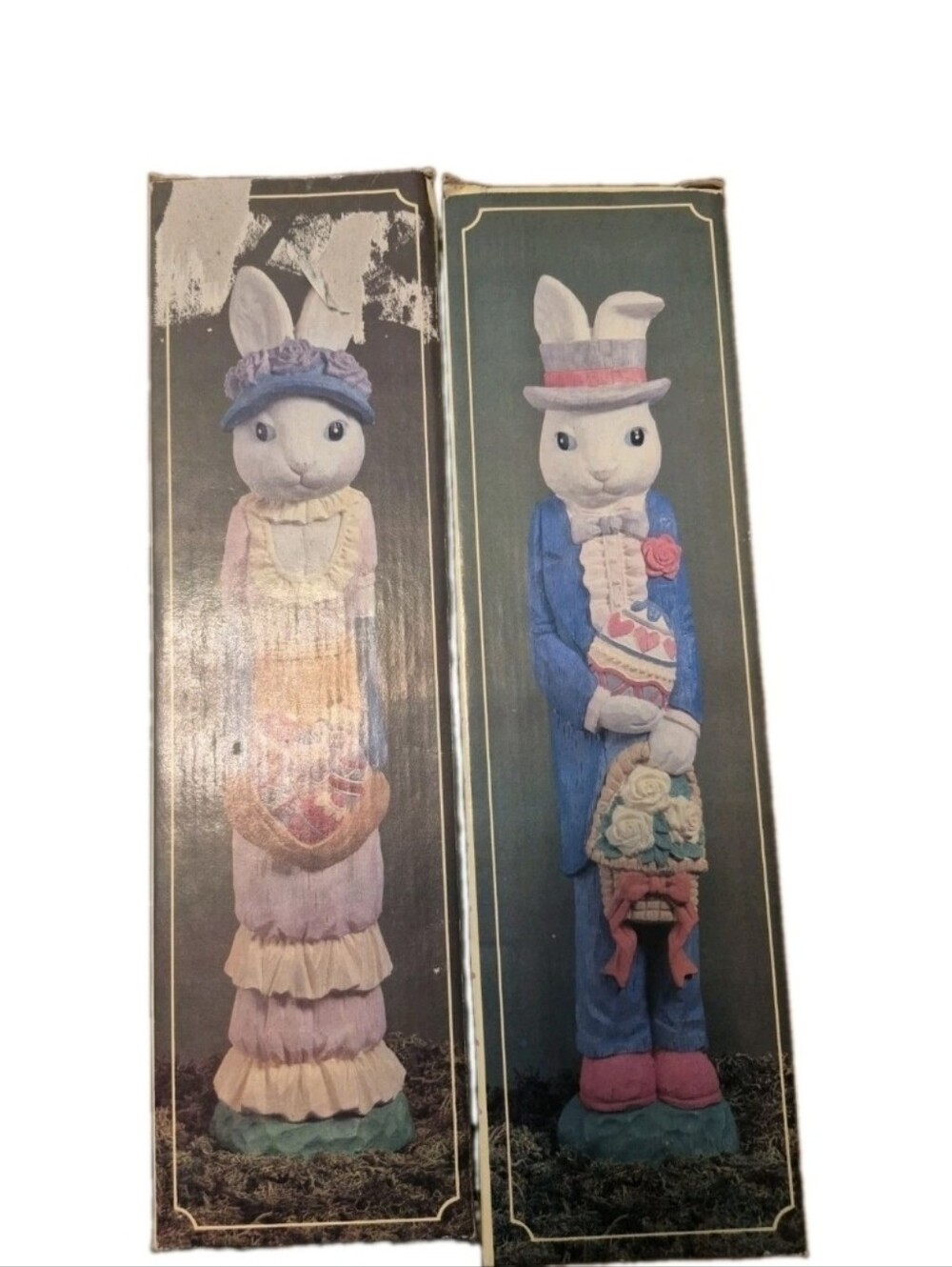 vintage Easter Bunny pencil-style figurines, Alice and Chris Carrots. With Box